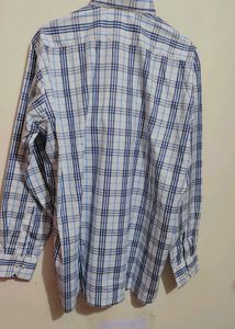 White Shirt Blue Lining Print Boy &amp; Men 48 Chest