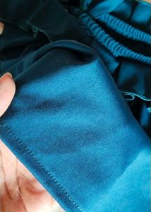 Teal Blue Ruffled Off Shoulder Top