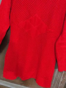 Red Knit Pullover Sweater