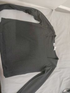 Black Square Neck Long Sleeve Top