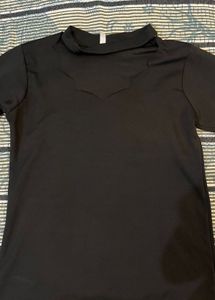 Chic Black Cut-Out Neck Long Sleeve Top