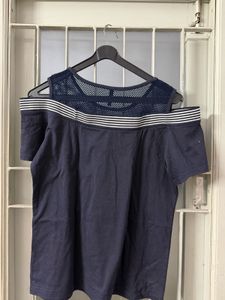 Navy Blue Cold Shoulder Top