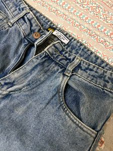 Wide Leg Blue Denim Jeans