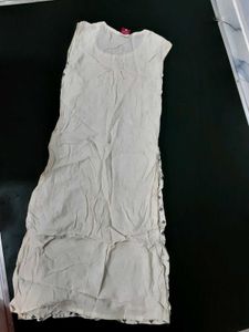 White Ethnic Printed Sleeveless Kurta