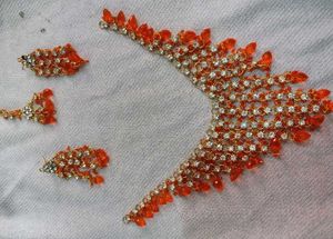 Orange & Crystal Jewellery Set