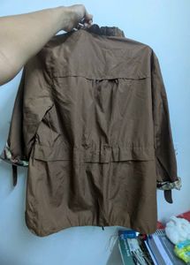 Brown Utility Jacket with Floral Accents