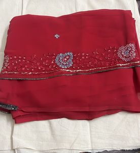Elegant Red Embellished Saree