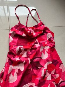 Vibrant Pink Abstract Print Dress
