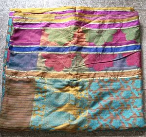 Vibrant Striped Floral Saree