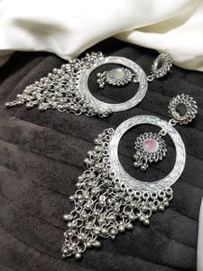 Beautiful Silver- Plated Oxidized Classic Drop Earrings 🤩