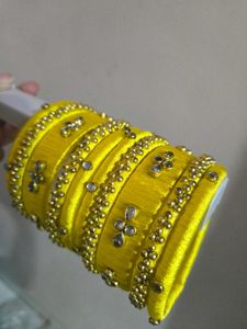 😍Vibrant Yellow Silk Thread Bangles