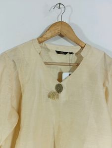 Cream Plain Casual Top (Women)