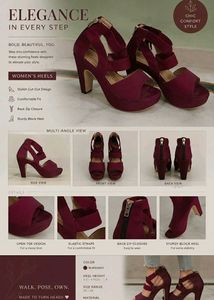 Women's Burgundy/Maroon Heels Sandals | UK/Ind 6