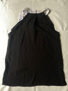 Chic Black Halter Neck Top with White Trim