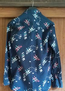 Men's Navy Blue Printed Casual Shirt