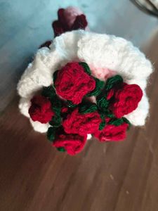Crochet Rose Mini Bouquet Key Chain