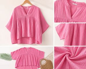 V-Neck Gauze pink Top