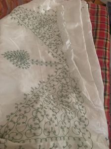 Embroidered White saree