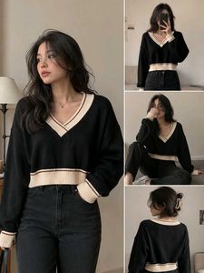 V-Neck Contrast Trim Sweater
