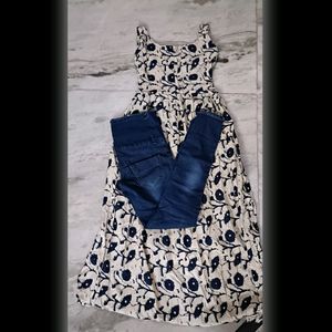 Highwaist Stripped Jeans With Straight Cut Kurti