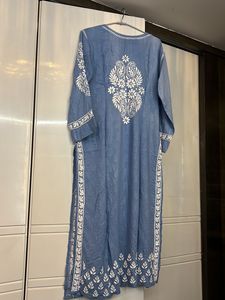 Cotton Chikankari Blue Kurta
