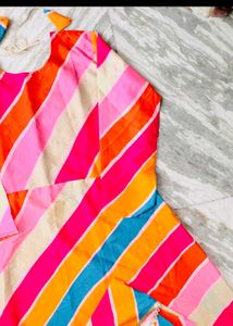 Vibrant Striped Kurta Set with Dupatta