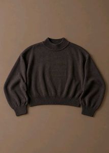 DARK BROWN CROPPED MOCK NECK SWEATER