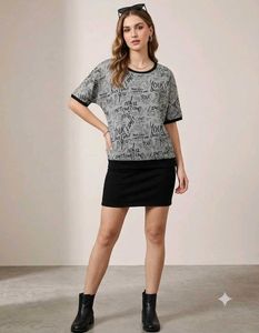 Max fashion Grey Graphic Print T-Shirt Top