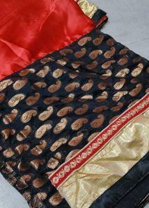 Red &amp; Black Saree With Blouse