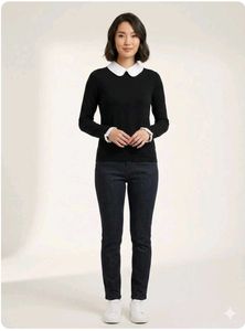 Chic Black Top with Peter Pan Collar