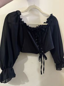 Black Corset Crop Top