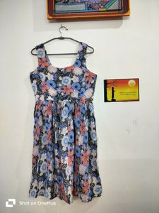 Western Mini Dress With Flowers Prin