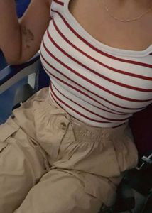 Maroon & White Striped tank top