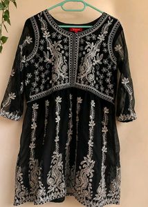 Black Embroidered Peplum Kurti y2k aesthetic viral