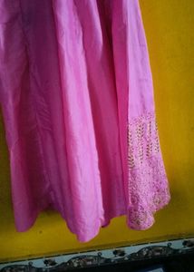 Pink Embroidered Ethnic Skirt