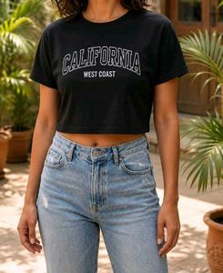 Black "California West Coast" Cropped Tee