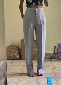 High Waisted Light Grey Trousers