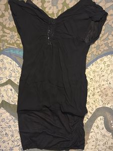 Chic Black Embellished Mini Dress