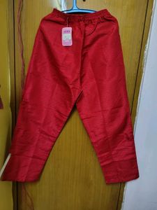 Vibrant Red Silk Blend Pants