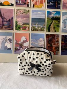 Cute Polka Dot Cosmetic Bag with Bow