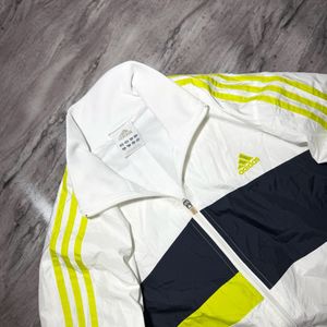 Adidas Track Jacket White Yellow Stripes