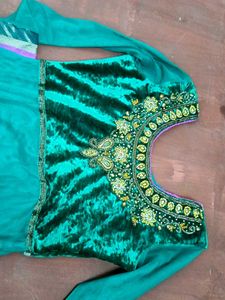 Green Embroidered Anarkali