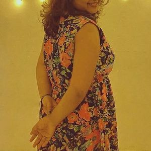 Navy Floral Print Dress