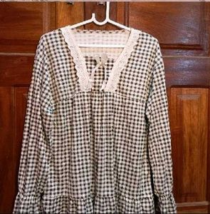 gingham ribbon lace top🥨