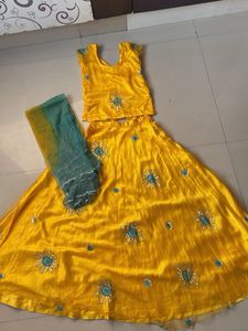 Yellow Embroidered Lehenga Choli Set