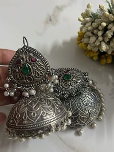 Oxidised German Silver Jhumka Earrings