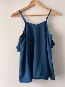 Blue Ruffled Spaghetti Strap Top