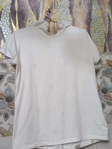 Embroidered Bird Collar White Top