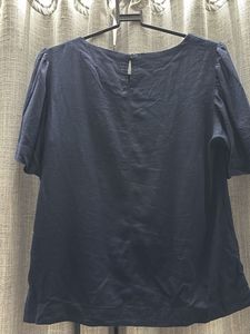 Marks &amp; Spencer Stylish Navy Blue Top w/ Flutter
