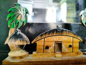 HANDMADE WOODEN HOUSE WITH HUTS SHOWPIECE 👍🏻